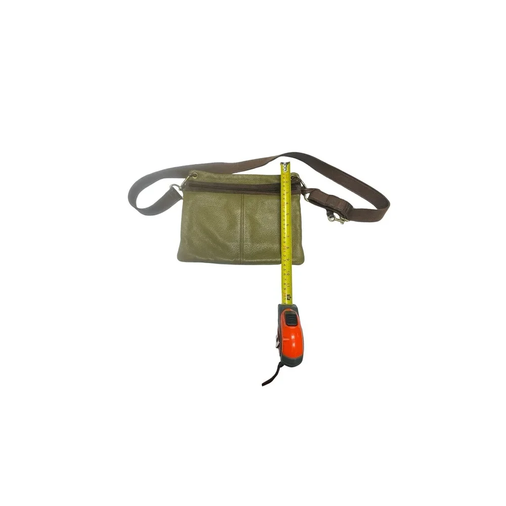 Fossil Vintage Colorblock Leather Crossbody Bag Multi Pocket Olive Green Y2K